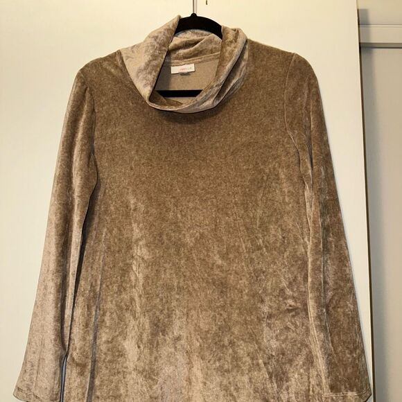 J. Jill Pure Velvet Mock Neck Tunic Sweater Tan Brown XS EUC - Picture 3 of 13